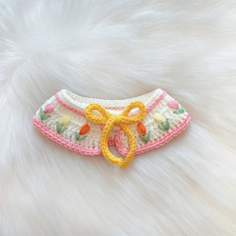 Crochet Pet Collar Cat Scarf Dog Scarf Cute Princess Style Handmade Pet Accessories Suitable for Small Dogs and Cats