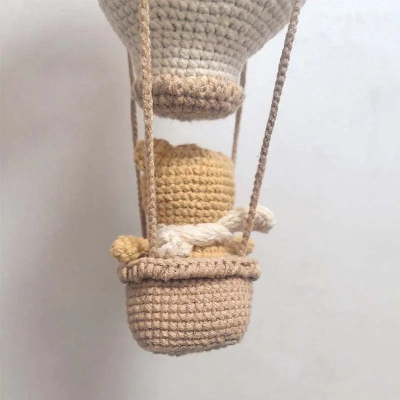 Handmade Crochet Hot Air Balloon Wall Hanging, Macrame Nursery Boho Room Decor, Birthday Gift for Kids, Girls Bedroom Decoration