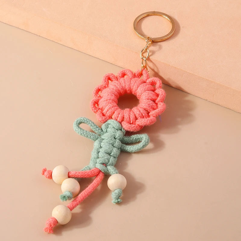 Cute Hand knitted Rainbow Tassels Keychain Women Girls Keyring for Car Key Holder Handbag Pendant DIY key Chain Jewelry Gifts