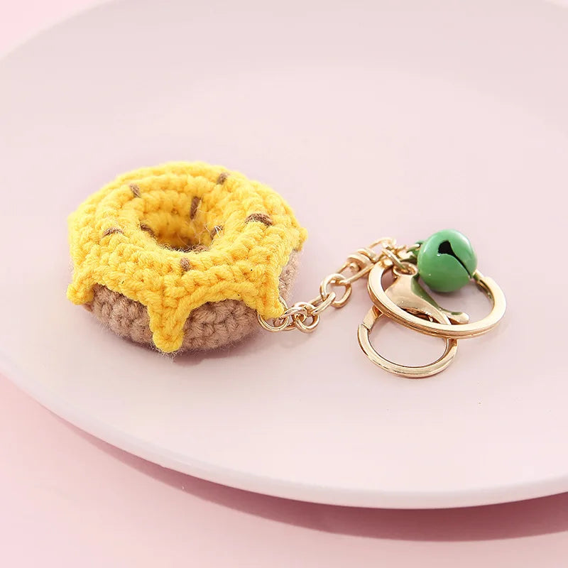 New Handmade Weaving Keychain Wool Crochet Unique Knitted Pendant Keyring Strawberry Watermelon Orange Pendant Key Chain Gifts