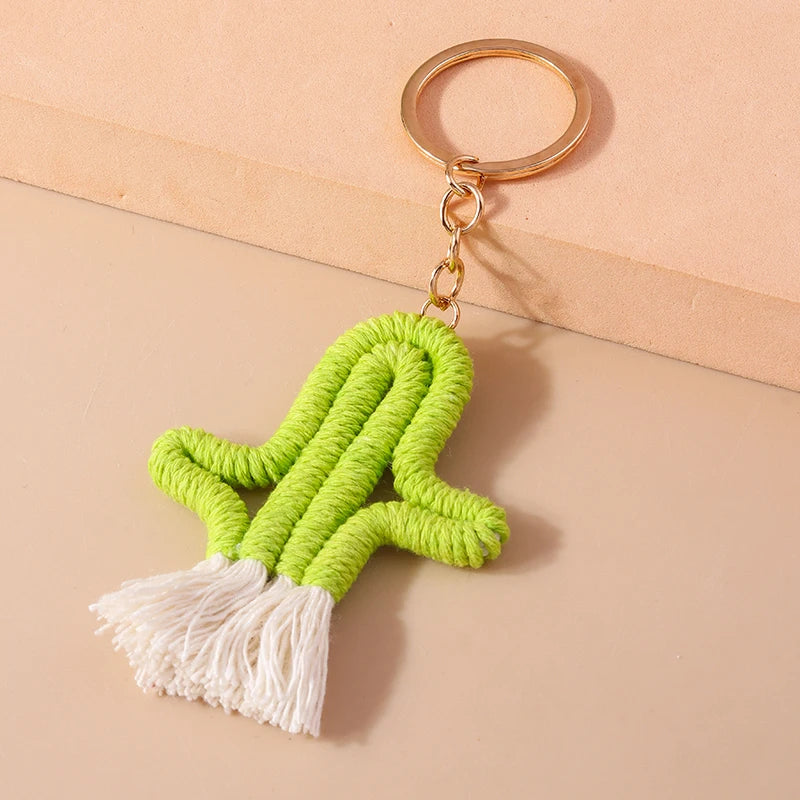 Cute Hand knitted Rainbow Tassels Keychain Women Girls Keyring for Car Key Holder Handbag Pendant DIY key Chain Jewelry Gifts