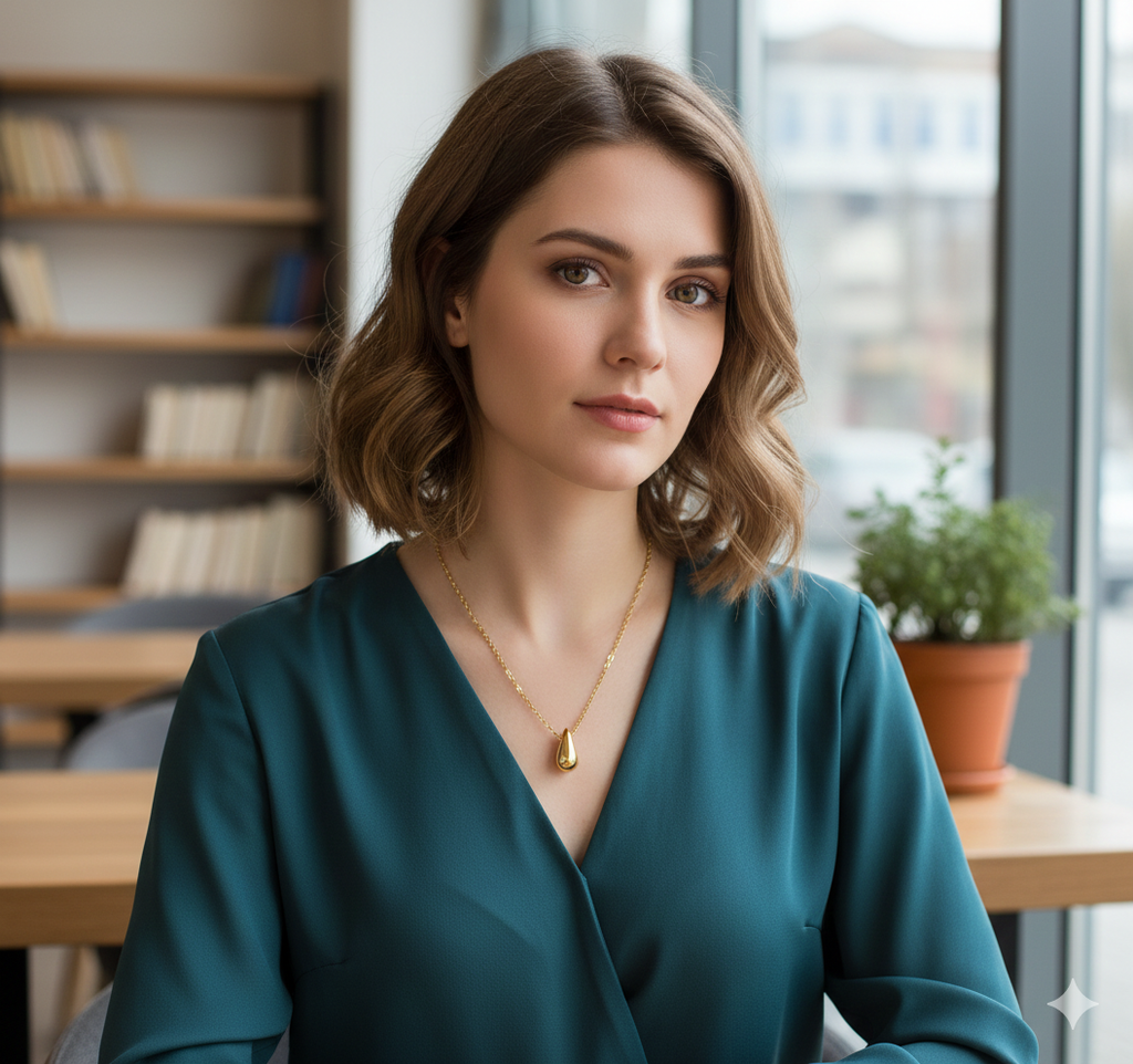 Stainless Steel Gold Teardrop Necklace for Women