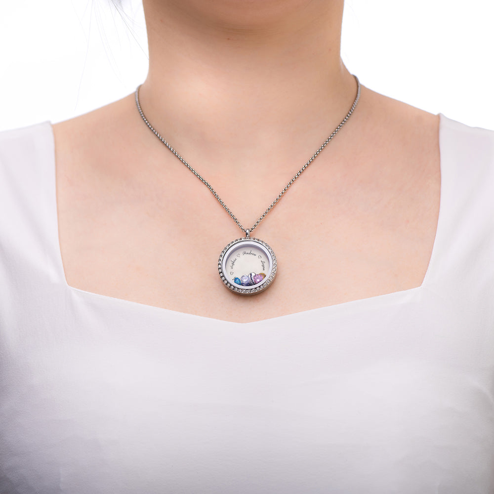 Customizable Engraved Floating Charm Locket For Mom or Grandma