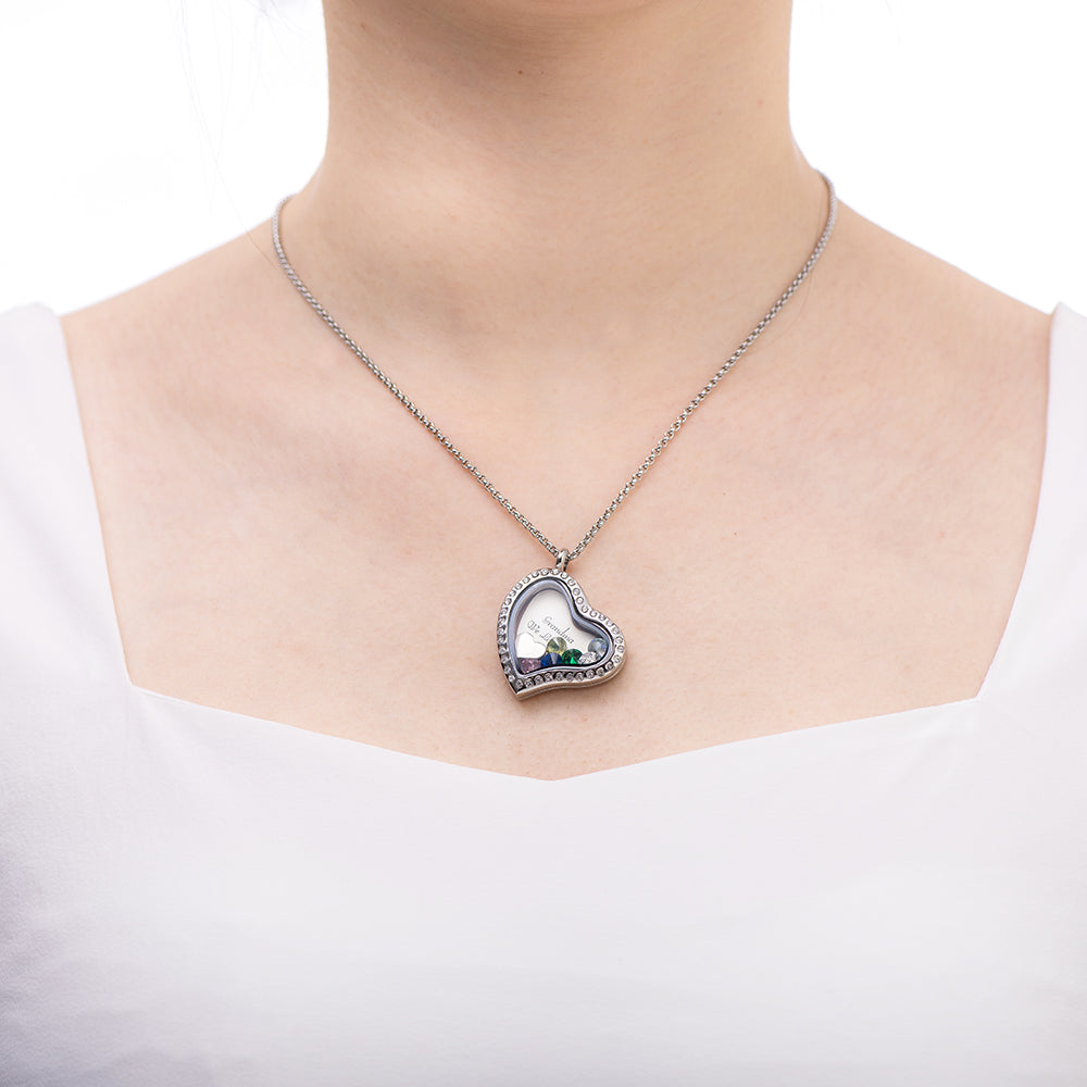 Customizable Engraved Floating Charm Locket For Mom or Grandma