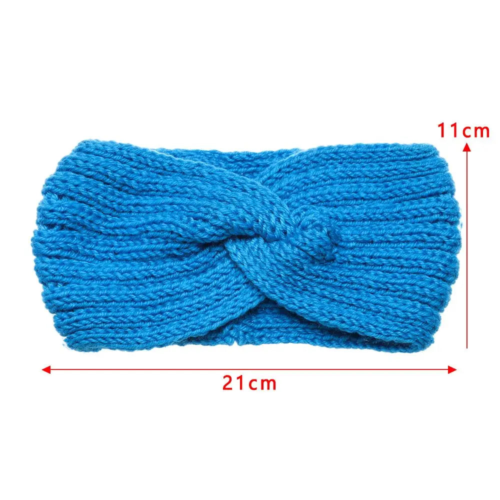 Women Weaving Cross Headband Knitting Warm Headwear Leopard Bowknot Turban Wide Fashion Winter Cycling Crochet Turban Colorful