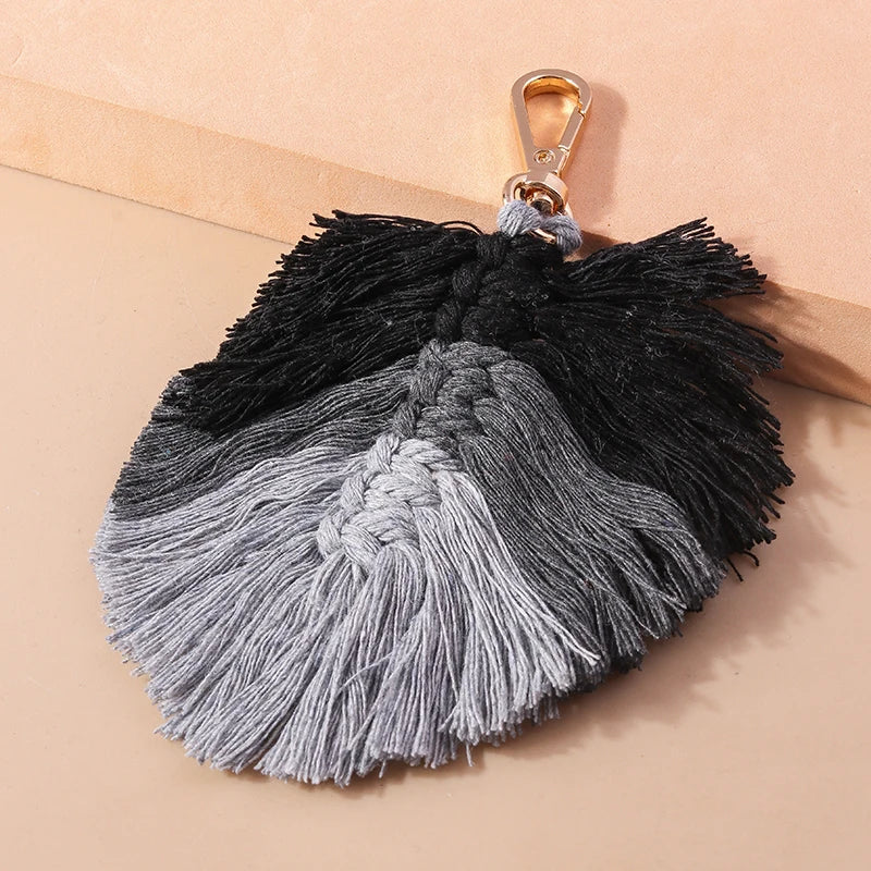 Cute Hand knitted Rainbow Tassels Keychain Women Girls Keyring for Car Key Holder Handbag Pendant DIY key Chain Jewelry Gifts