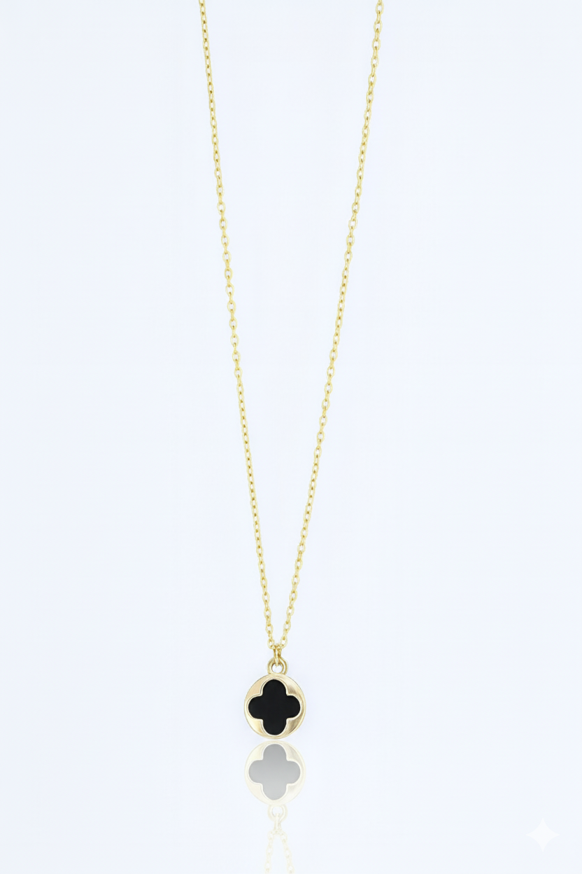 Stainless Steel Black Clover Gold Necklace for Women