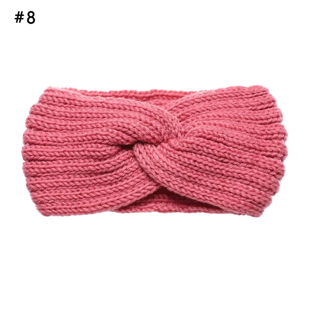 Women Weaving Cross Headband Knitting Warm Headwear Leopard Bowknot Turban Wide Fashion Winter Cycling Crochet Turban Colorful