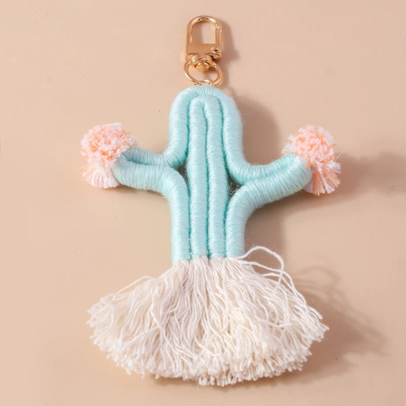 Cute Hand knitted Rainbow Tassels Keychain Women Girls Keyring for Car Key Holder Handbag Pendant DIY key Chain Jewelry Gifts