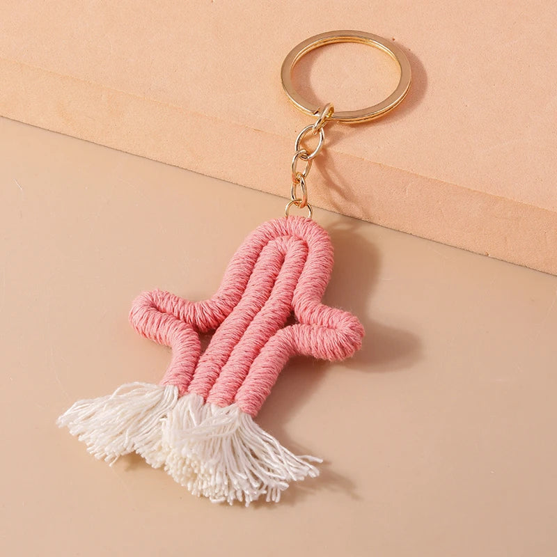 Cute Hand knitted Rainbow Tassels Keychain Women Girls Keyring for Car Key Holder Handbag Pendant DIY key Chain Jewelry Gifts