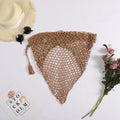 Women's Handmade Crochet Triangle Mesh Shawl With Sequins Sexy Beach Sunscreen Skirt Summer Hollow Out Swimsuit Cover Ups