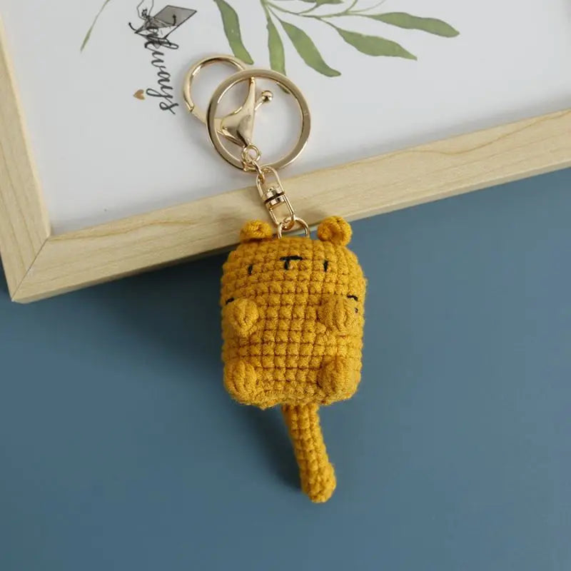 Cute Lucky Cat Doll Crochet Keyrings Handmake Kawaii Kitten Knitted Keyrings For Bag Pendant Crochet Kitten Keychain Wholesale