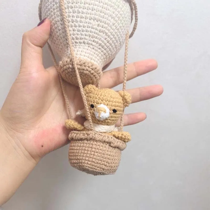 Handmade Crochet Hot Air Balloon Wall Hanging, Macrame Nursery Boho Room Decor, Birthday Gift for Kids, Girls Bedroom Decoration