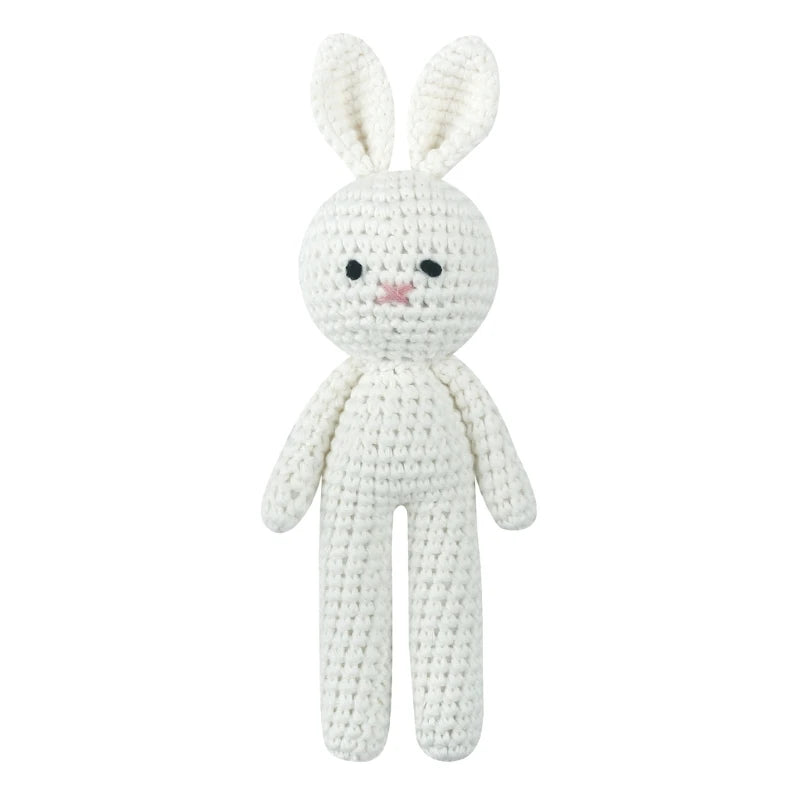 Cotton Crochet Baby Stuffed Rabbit Toy kawaii Handmade Bunny Plush Toys Newborn Handhold Sleeping Doll Kid Early Educational Toy
