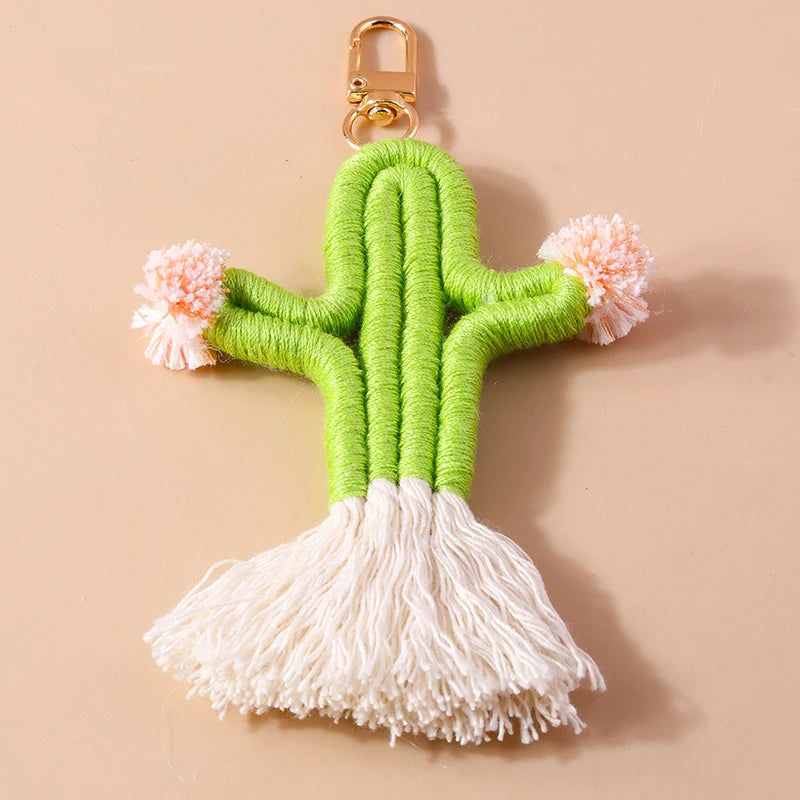 Cute Hand knitted Rainbow Tassels Keychain Women Girls Keyring for Car Key Holder Handbag Pendant DIY key Chain Jewelry Gifts