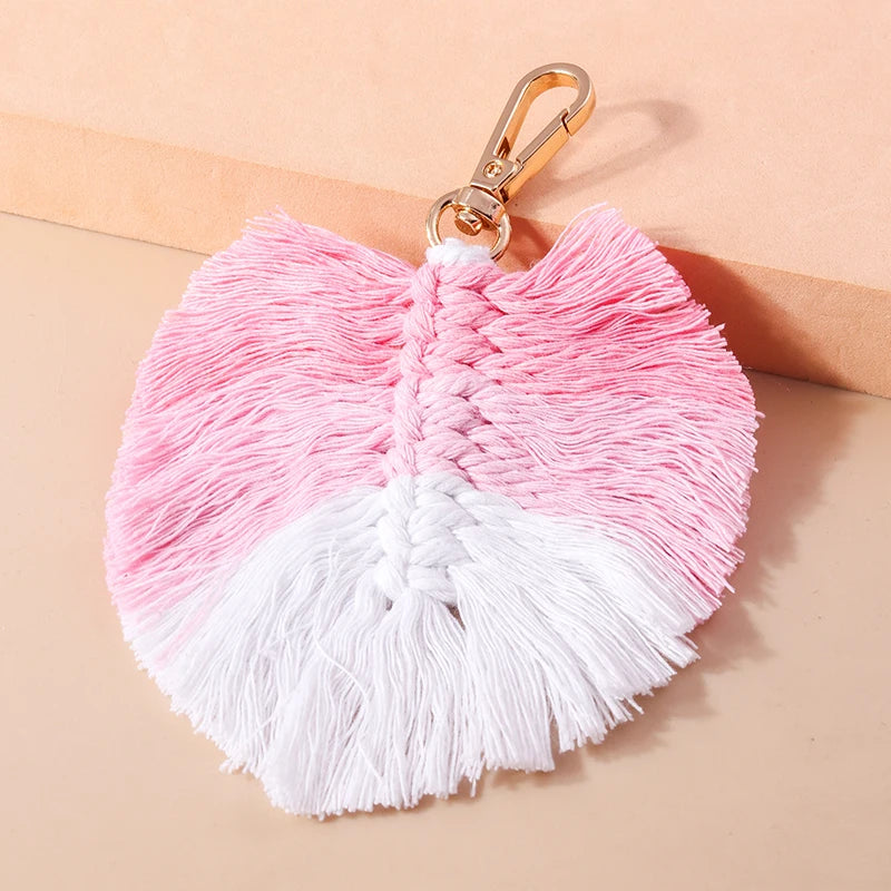 Cute Hand knitted Rainbow Tassels Keychain Women Girls Keyring for Car Key Holder Handbag Pendant DIY key Chain Jewelry Gifts