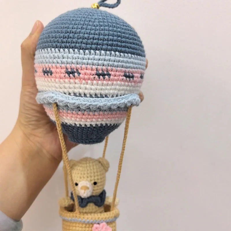 New Handmade Kawaii hot air ball Stuffed Toy Crochet Wool Doll Knitted Bear Doll Soothing Baby Sleeping Toys Kids Birthday Gift