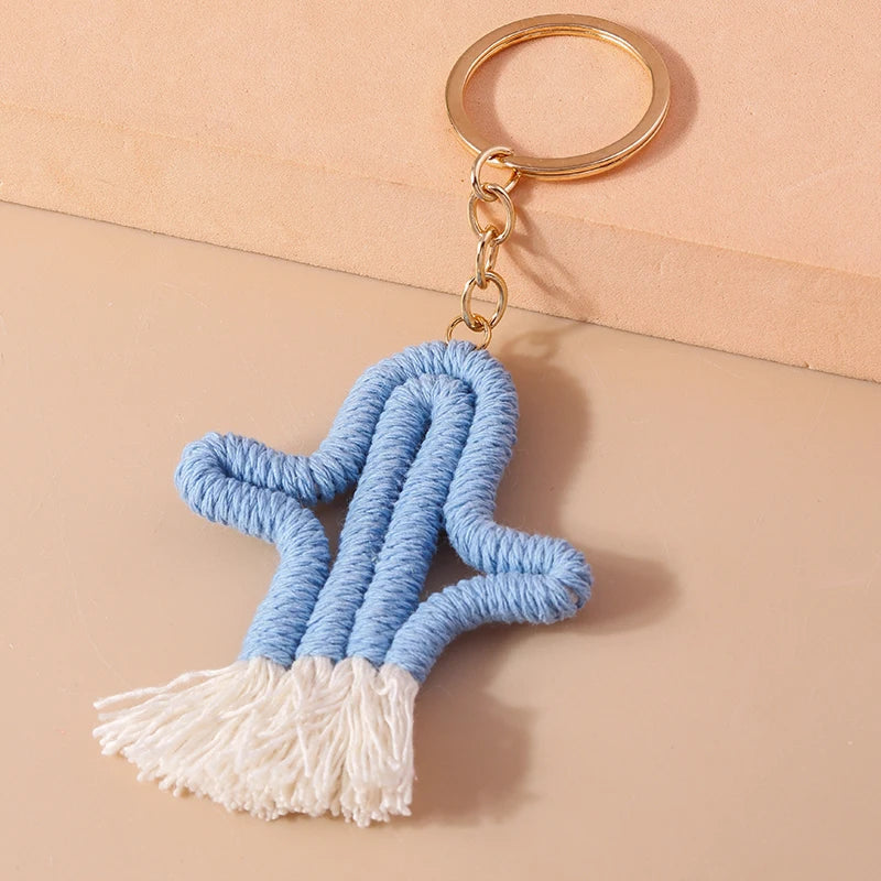 Cute Hand knitted Rainbow Tassels Keychain Women Girls Keyring for Car Key Holder Handbag Pendant DIY key Chain Jewelry Gifts