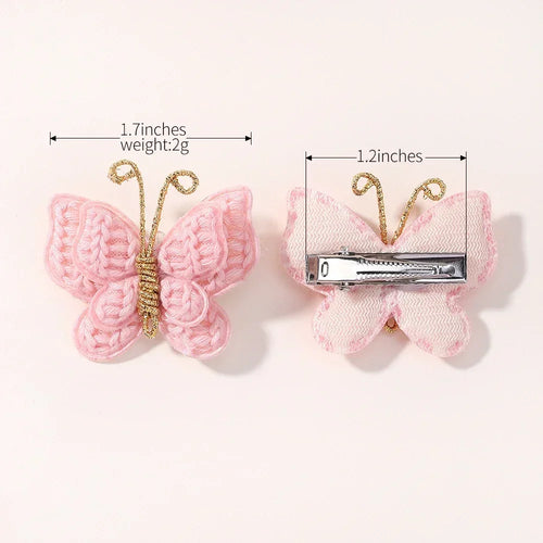 4 Pieces/set New Cute Baby Girl Bow Hairpin Wool Knitted Headwear Handmade Crochet Butterfly Hairpin Children's Hair Accessories