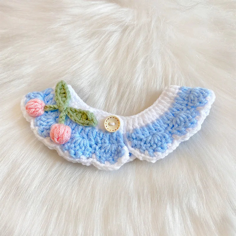 Crochet Pet Collar Cat Scarf Dog Scarf Cute Princess Style Handmade Pet Accessories Suitable for Small Dogs and Cats