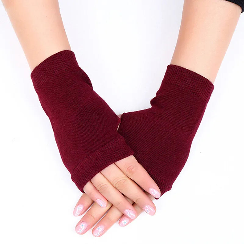 Women Stylish Hand Warmer Winter Gloves Arm Crochet Knitting Faux Wool Mitten Warm Fingerless Glove Twist Pattern Women Gloves