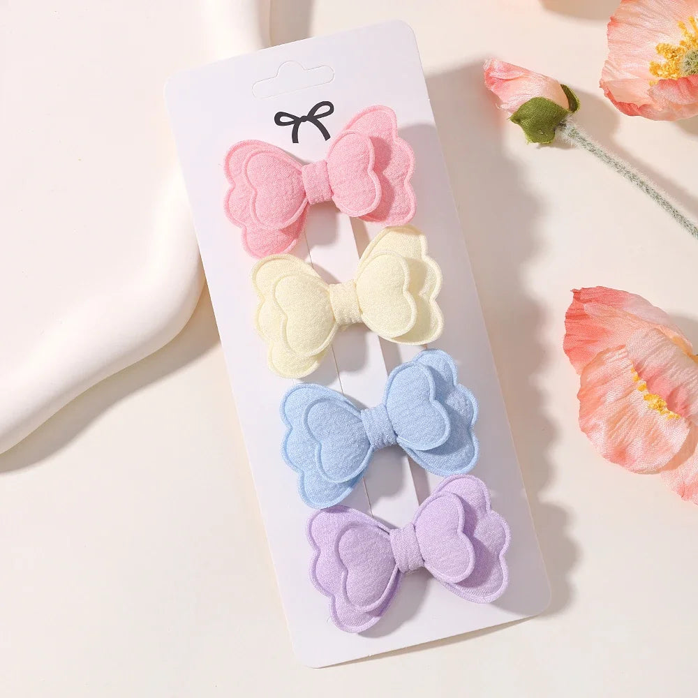 4pcs/set New Cute Baby Girls Wool Knitting Headwear Handmade Crochet Butterfly Alloy Hairs Clips Children Hairpins Wholesale