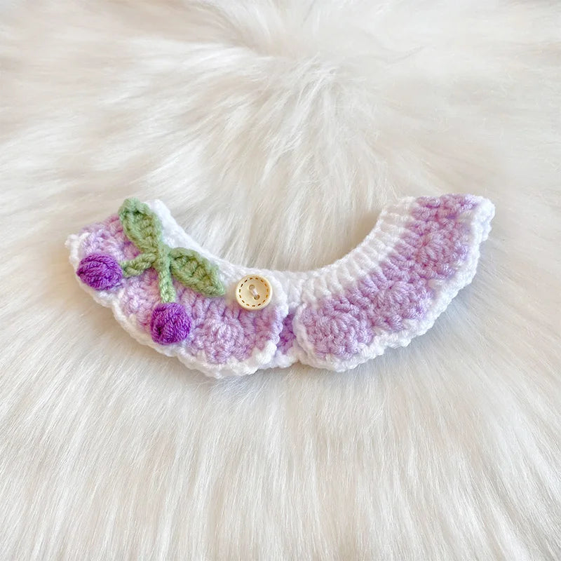 Crochet Pet Collar Cat Scarf Dog Scarf Cute Princess Style Handmade Pet Accessories Suitable for Small Dogs and Cats