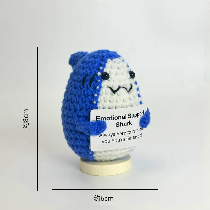 Funny Positive Crochet Sunshine Doll Desktop Ornament Handmade Cheer Emotional Support Positive Sun with Card Home Party Decor