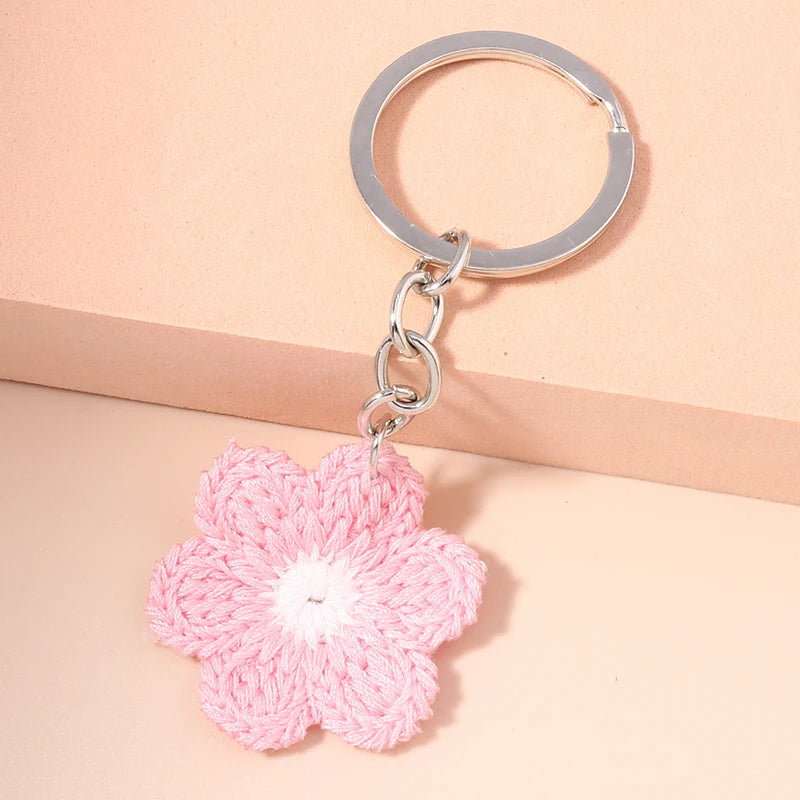 Cute Hand knitted Rainbow Tassels Keychain Women Girls Keyring for Car Key Holder Handbag Pendant DIY key Chain Jewelry Gifts