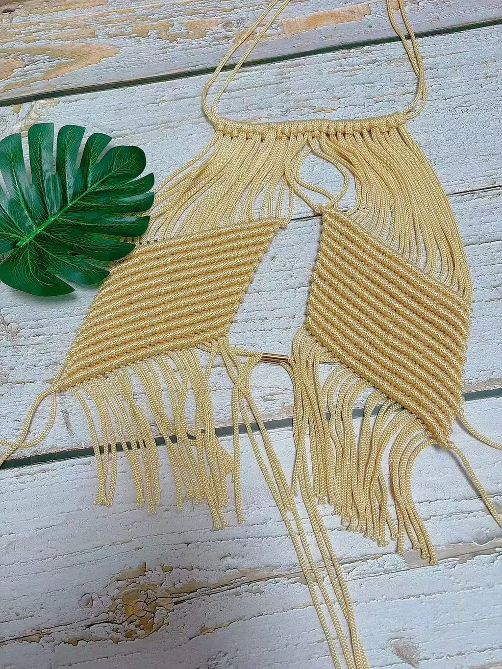 Bohemian Crochet Tassel Women's Beach Vest Cover Ups 2025 Summer Halter Neck Backless Crop Tops Vacation Camis