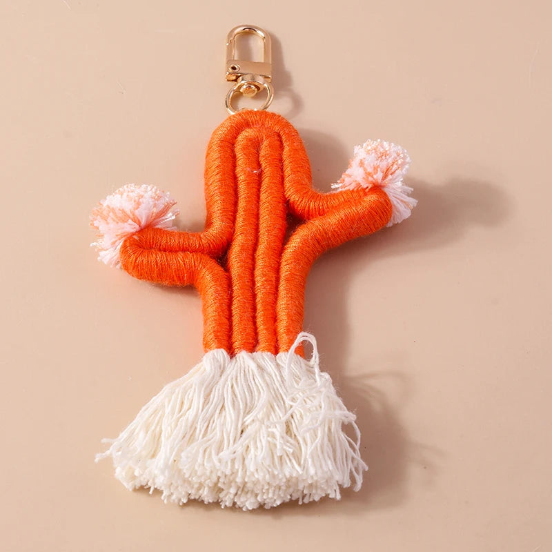 Cute Hand knitted Rainbow Tassels Keychain Women Girls Keyring for Car Key Holder Handbag Pendant DIY key Chain Jewelry Gifts