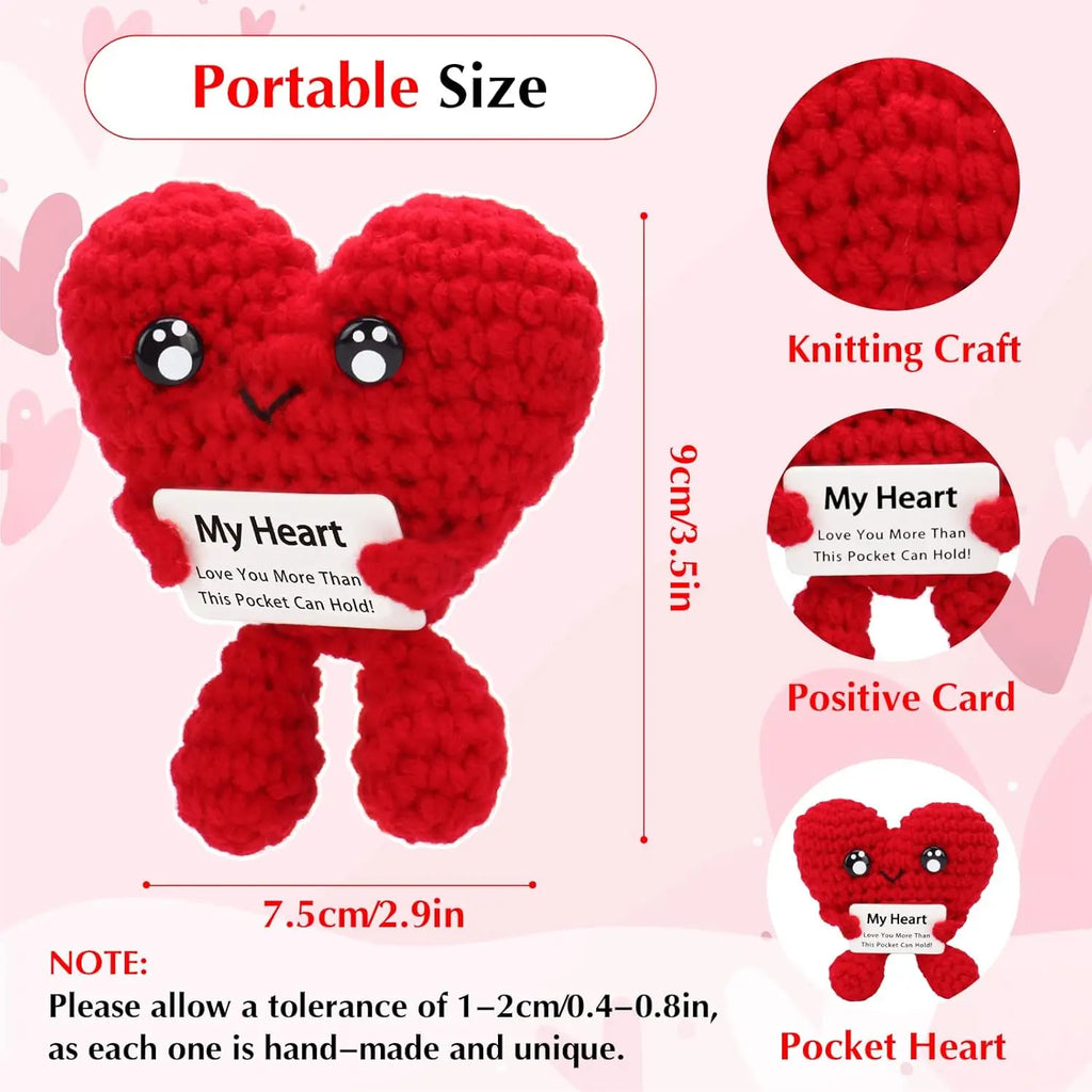 Funny Handmade Crochet Heart Doll Mother's Day Birthday & Christmas Gifts Crochet Positive Heart Desktop Ornament Home Decor