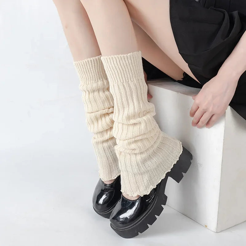 2025 Spring Lolita Leg Warmers Socks Female Knitted Warm Foot Cover Women Warmer Lady Autumn Crochet Heap Heap Socks Boot Cuffs