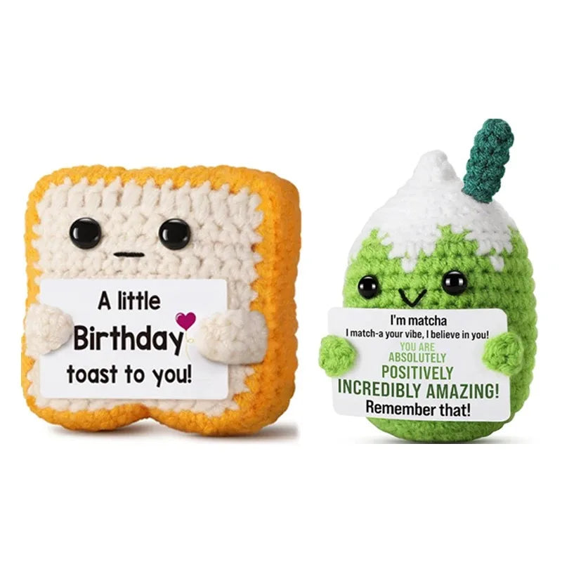 Cute Handmade Crochet Handmade Knitted Animals Fruit Plant Ornament Positive Energy Crochet for Students Christmas