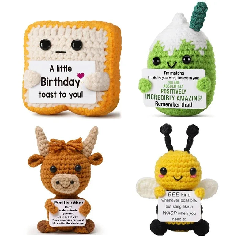 Cute Handmade Crochet Handmade Knitted Animals Fruit Plant Ornament Positive Energy Crochet for Students Christmas