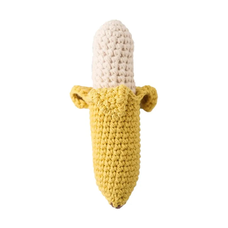 For Lemon Rattle Bite Strength Exercise Comfort Toy Children's Crochet Fruit Rattle Music Toy Teether Newborn Toy Rattle Gift