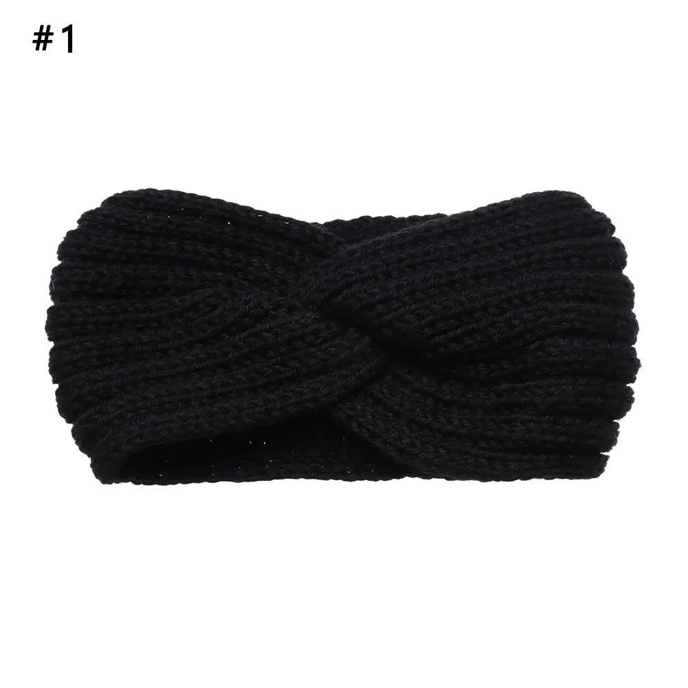 Women Weaving Cross Headband Knitting Warm Headwear Leopard Bowknot Turban Wide Fashion Winter Cycling Crochet Turban Colorful