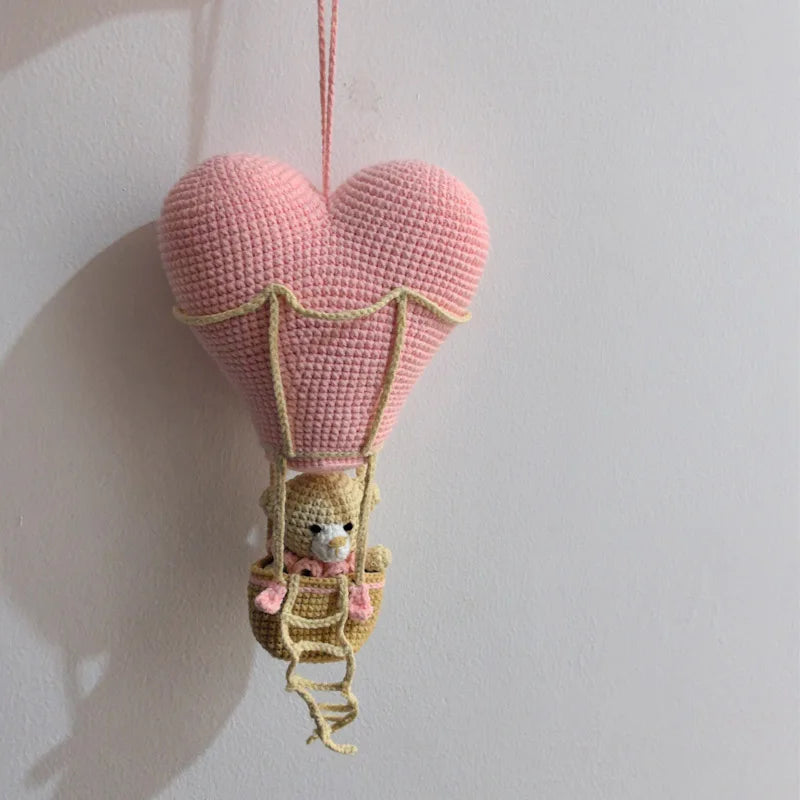 New Handmade Kawaii hot air ball Stuffed Toy Crochet Wool Doll Knitted Bear Doll Soothing Baby Sleeping Toys Kids Birthday Gift