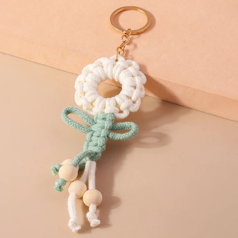 Cute Hand knitted Rainbow Tassels Keychain Women Girls Keyring for Car Key Holder Handbag Pendant DIY key Chain Jewelry Gifts