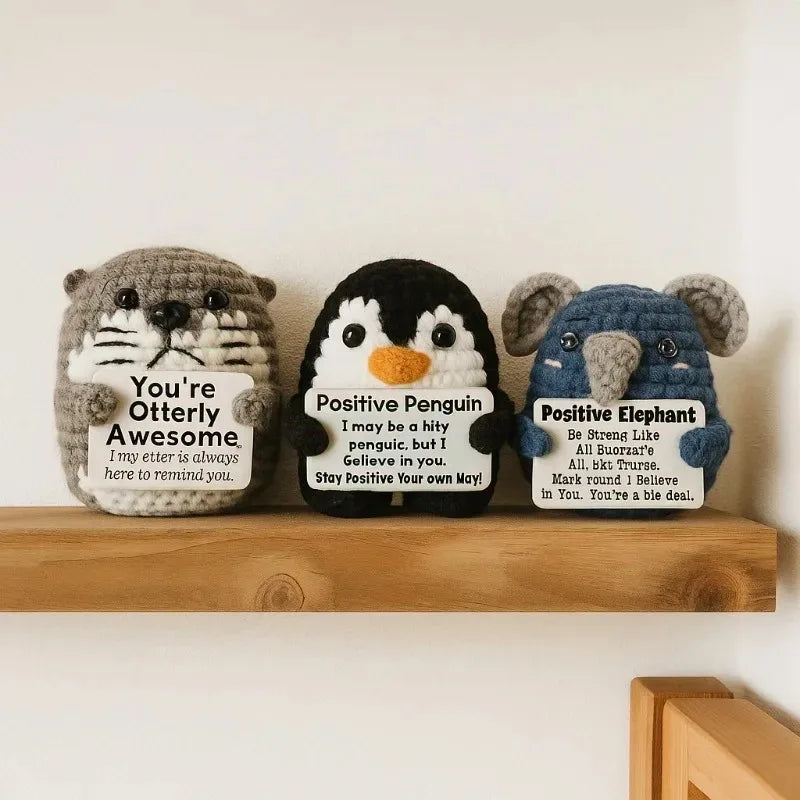 Funny Handmade Crochet Coffee Mug Figure With Card Cute Desktop Ornament Knitted Holiday Gifts Home Office Decor