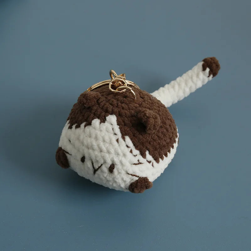 Cute Lucky Cat Doll Crochet Keyrings Handmake Kawaii Kitten Knitted Keyrings For Bag Pendant Crochet Kitten Keychain Wholesale