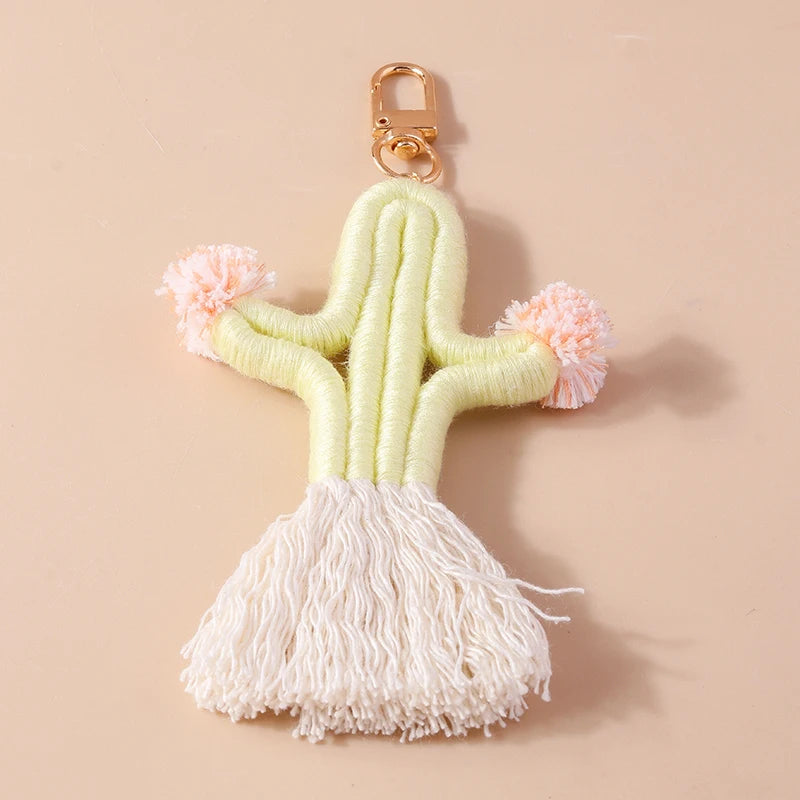 Cute Hand knitted Rainbow Tassels Keychain Women Girls Keyring for Car Key Holder Handbag Pendant DIY key Chain Jewelry Gifts