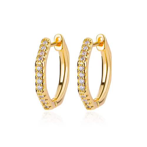 Shiny Zircon Circle Square Hoop Earrings for Women Gold Color