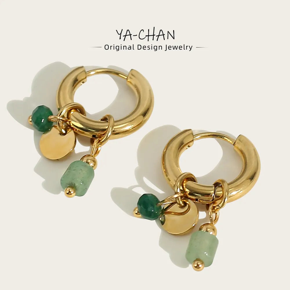 YACHAN 18K Gold Plated Stainless Steel Hoop Earrings for Women Vintage