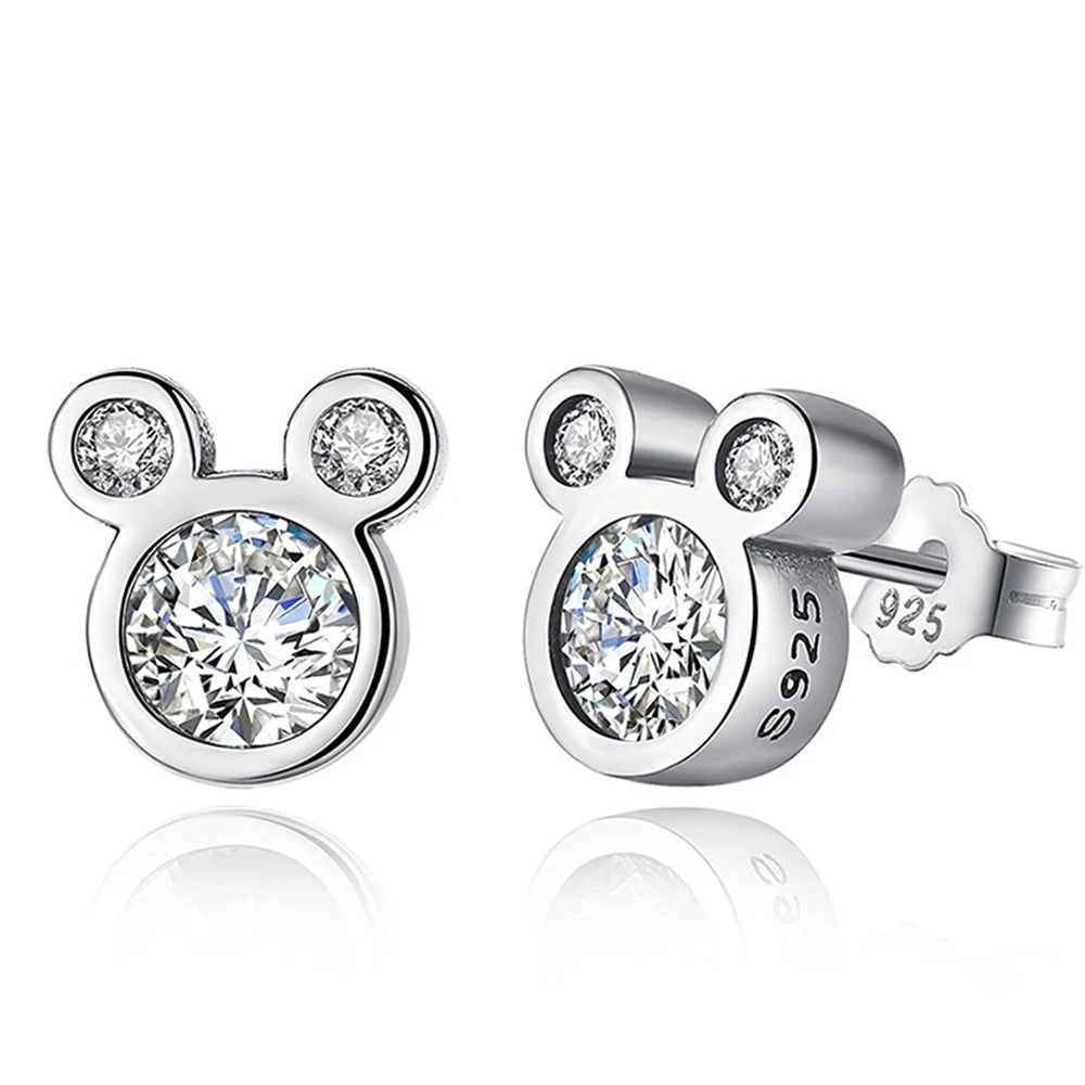 Hot Selling 925 Sterling Silver Cute Dazzling Mouse Cartoon Stud