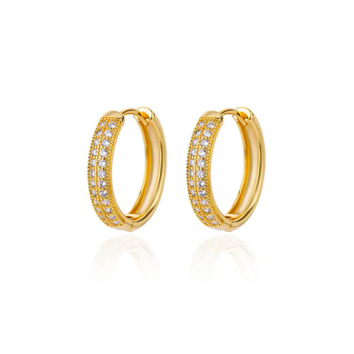 Shiny Zircon Circle Square Hoop Earrings for Women Gold Color
