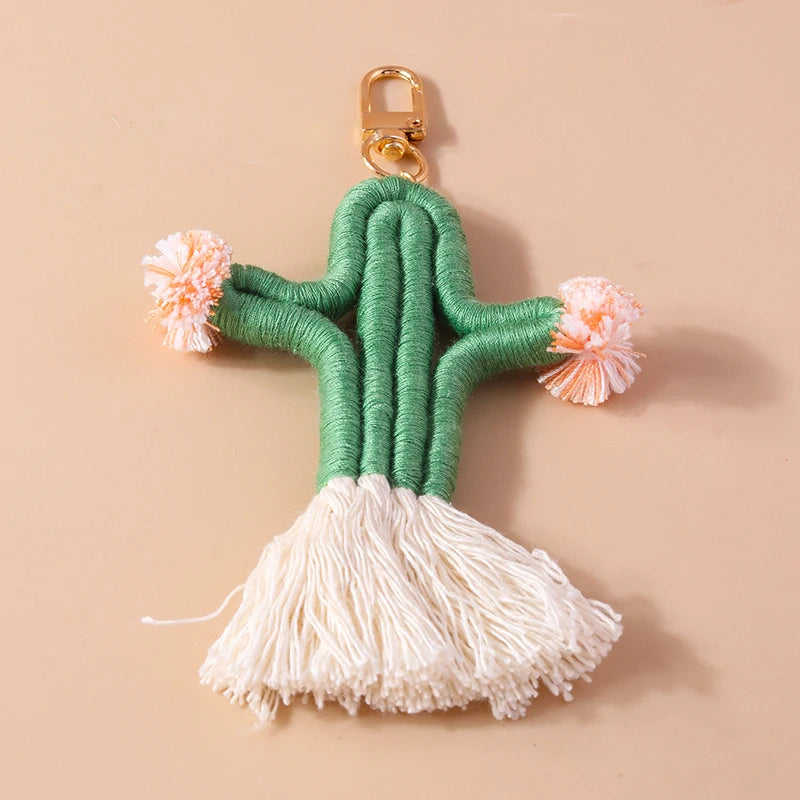 Cute Hand knitted Rainbow Tassels Keychain Women Girls Keyring for Car Key Holder Handbag Pendant DIY key Chain Jewelry Gifts