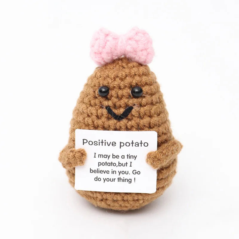 Positive Energy Crochet Potatoes Doll Crochet Vegetable Fruit Pickle Mini Gift Handmade Knitted Duck Ornament Home Room Decor