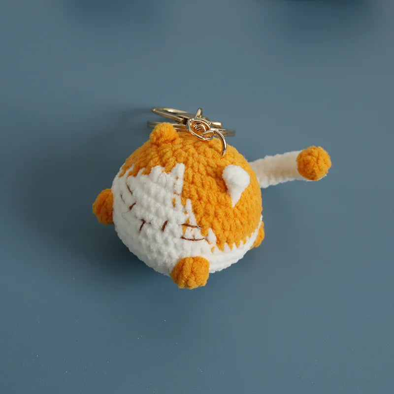 Cute Lucky Cat Doll Crochet Keyrings Handmake Kawaii Kitten Knitted Keyrings For Bag Pendant Crochet Kitten Keychain Wholesale