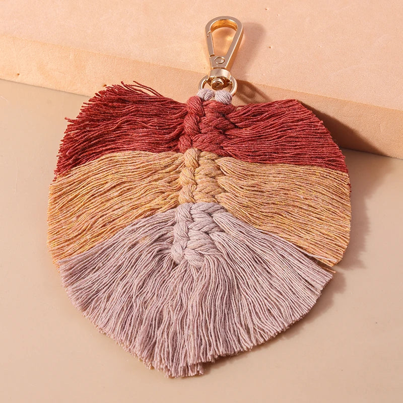 Cute Hand knitted Rainbow Tassels Keychain Women Girls Keyring for Car Key Holder Handbag Pendant DIY key Chain Jewelry Gifts